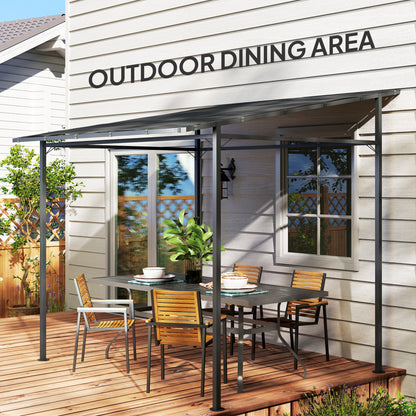 2.4 x 2.4 m Wall Mounted Pergola Gazebo, UPF30+, Dark Grey