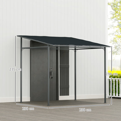 2.4 x 2.4 m Wall Mounted Pergola Gazebo, UPF30+, Dark Grey
