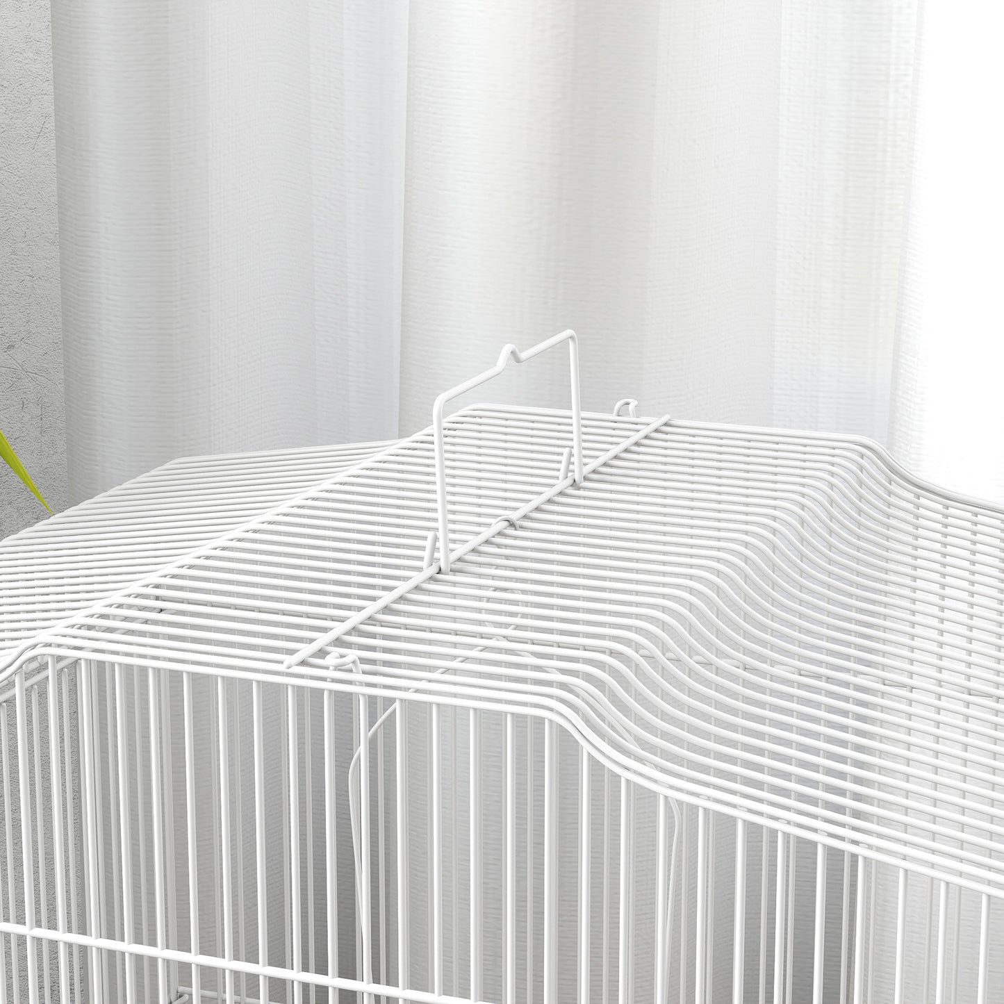 59cm Large Bird Cage with Perches, Food Bowls, Swing, White