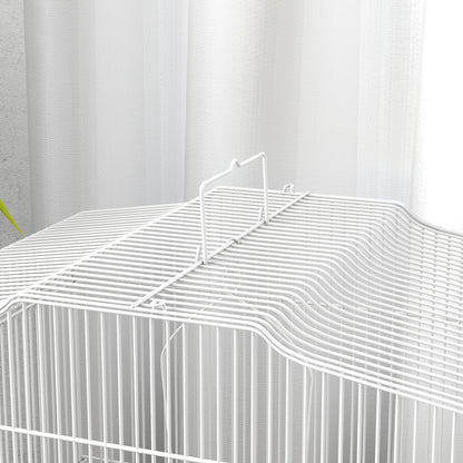 59cm Large Bird Cage with Perches, Food Bowls, Swing, White