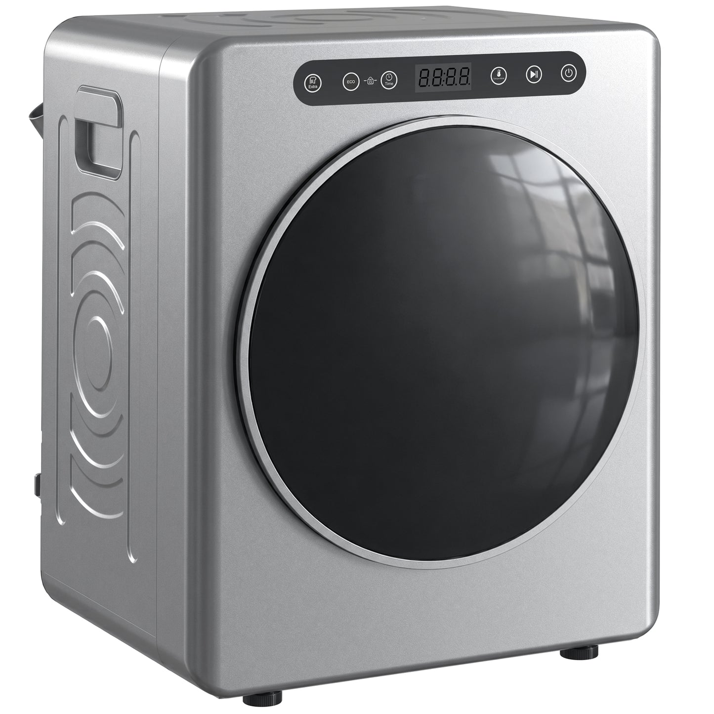 5kg Vented Tumble Dryer, 1000W Compact Freestanding Tumble Dryer with Stainless Steel Anti-Crease Reverse Tumble, Extra Dry & ECO Modes, Multiple Timer & Heat Settings, Silver Tone