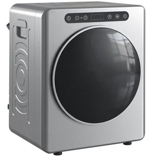 5kg Vented Tumble Dryer, 1000W Compact Freestanding Tumble Dryer with Stainless Steel Anti-Crease Reverse Tumble, Extra Dry & ECO Modes, Multiple Timer & Heat Settings, Silver Tone