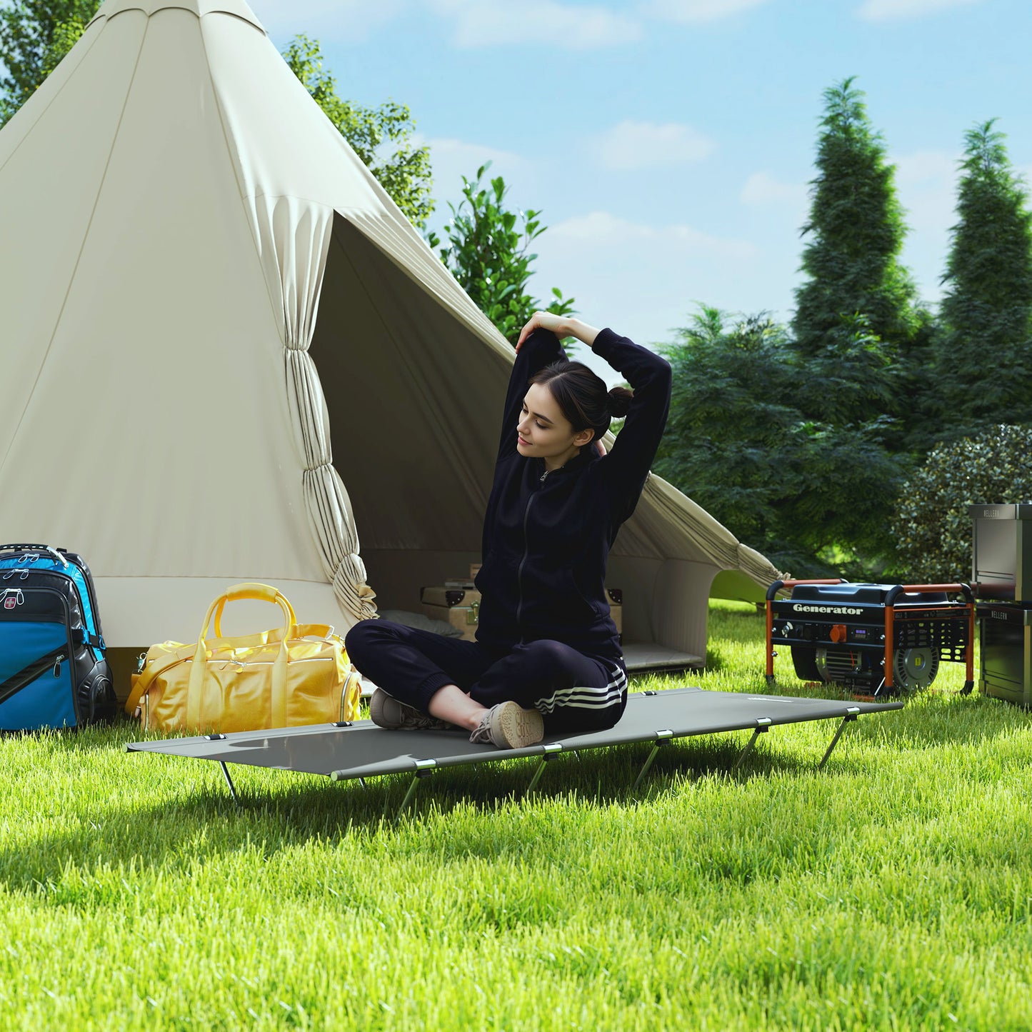 Lightweight Camping Cot Portable Compact Sleeping Bed w/ Carry Bag