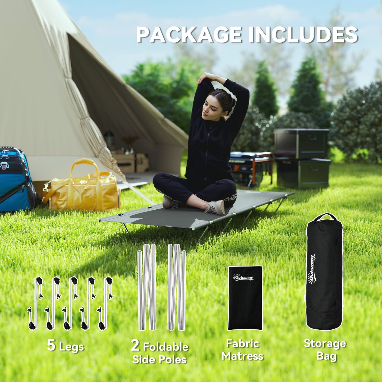 Lightweight Camping Cot Portable Compact Sleeping Bed w/ Carry Bag