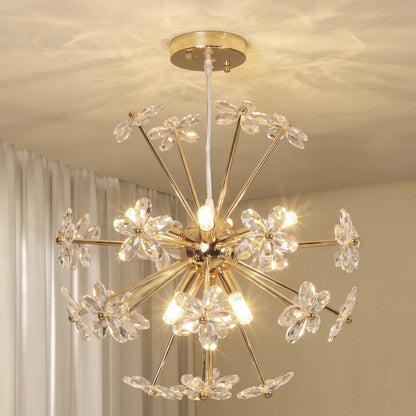 Crystal Chandeliers Ceiling Light with Flower, Pendant Light, Clear