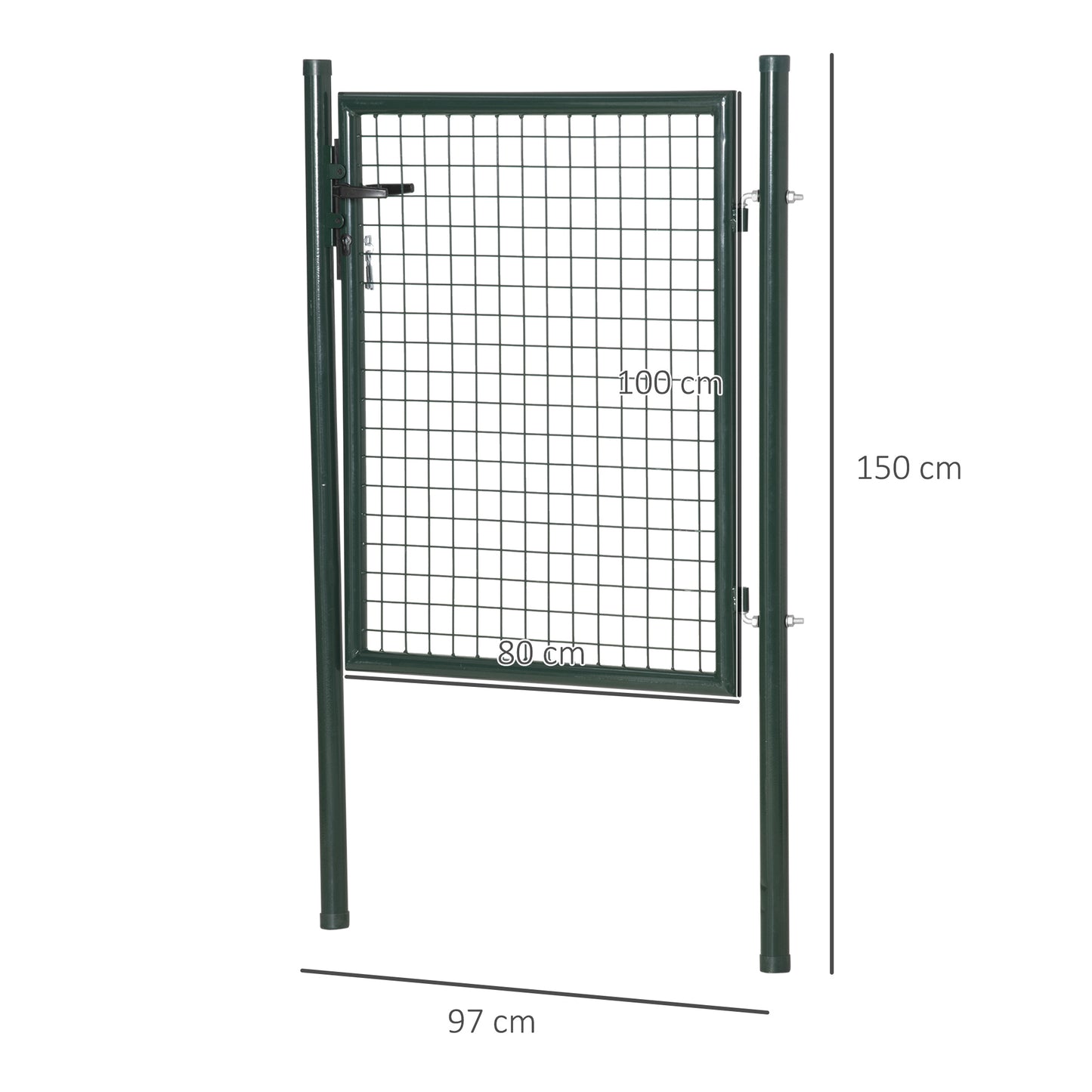 Steel Garden Gate Security Barrier Mesh Fence w/ Lock, 97cm x 150 cm