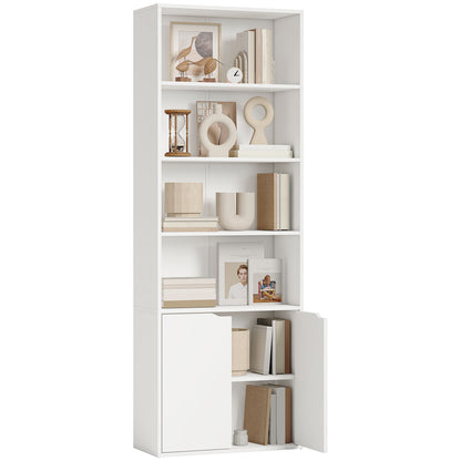2 Door 4 Shelves Bookcase Wooden Storage Cabinet Display Unit White