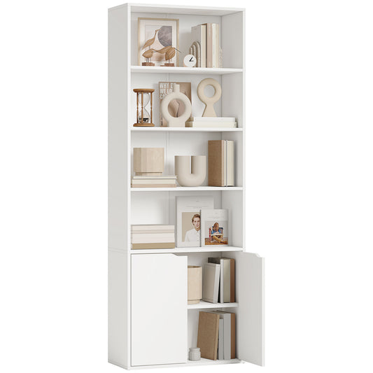 2 Door 4 Shelves Bookcase Wooden Storage Cabinet Display Unit White