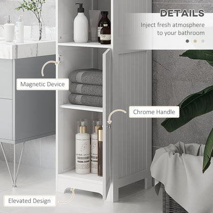 Freestanding Bathroom Tall Cabinet with Adjustable Shelf, White