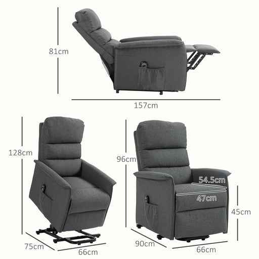 Power Lift Recliner Electric Reclining Chair with Remote Dark Grey