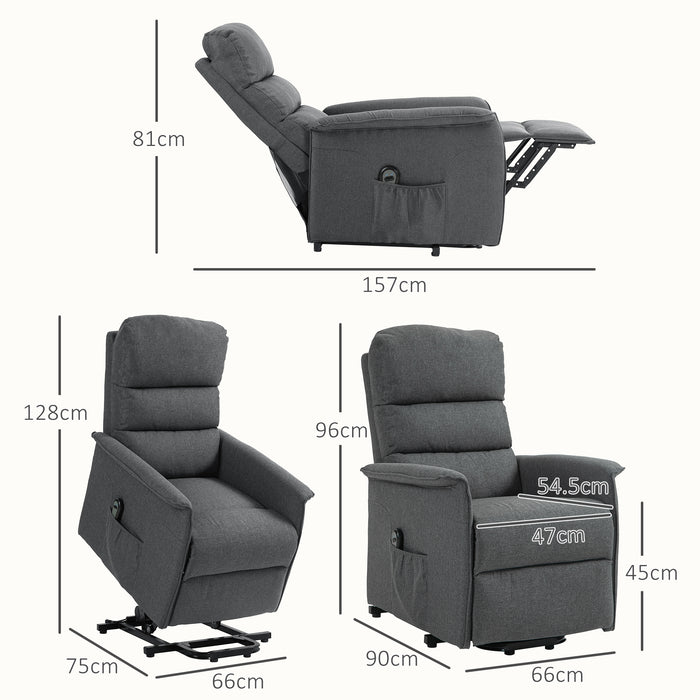 Power Lift Recliner Electric Reclining Chair with Remote Dark Grey