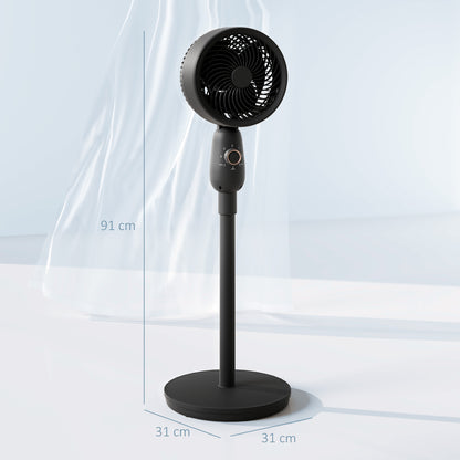 Pedestal Fan for Bedroom, Powerful Air Circulator with 3 Speed, Black