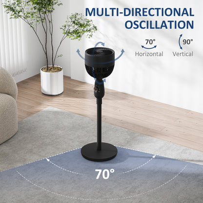 Pedestal Fan for Bedroom, Powerful Air Circulator with 3 Speed, Black