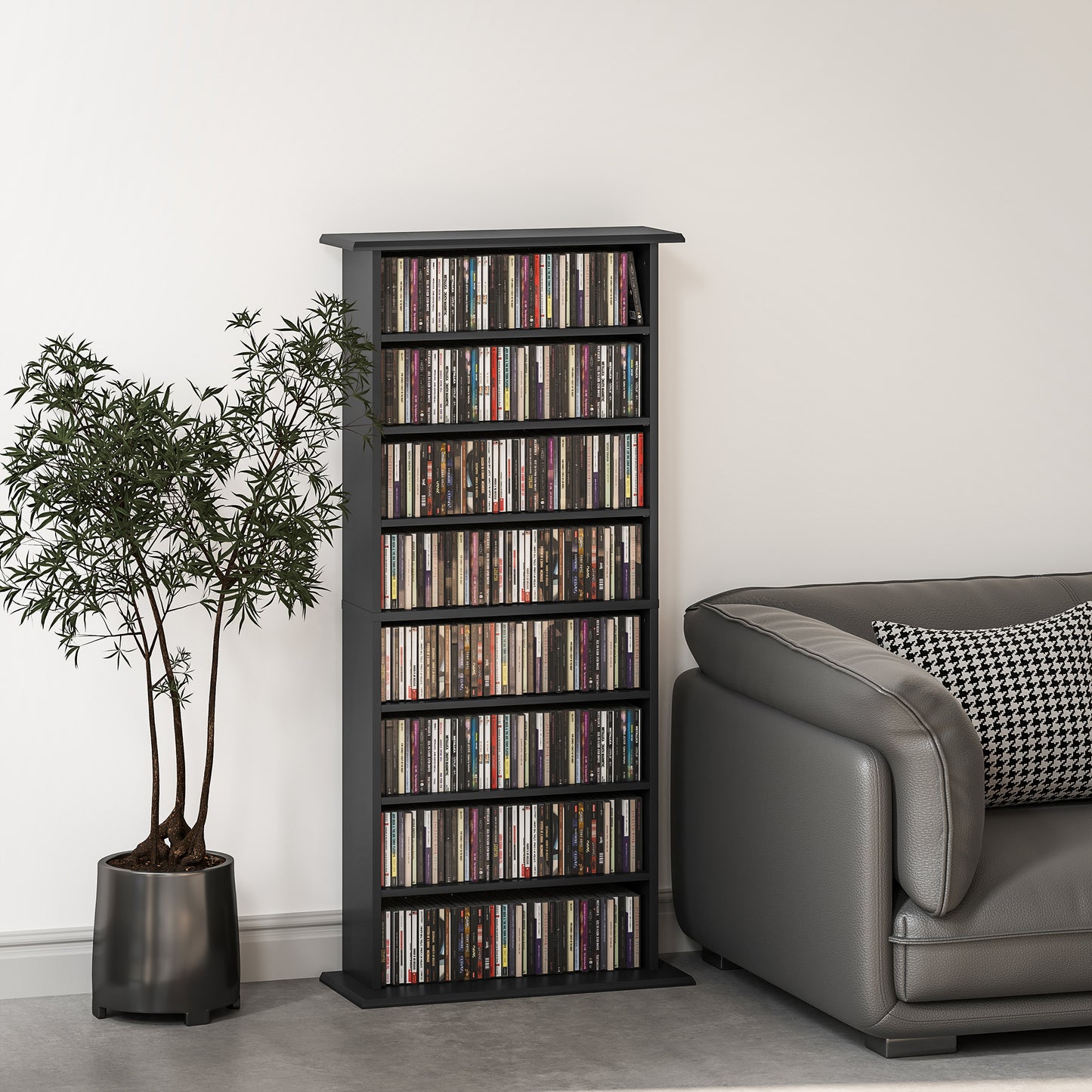 CD Storage Unit DVD Tower Blu-ray Storage Shelf for Living Room Black