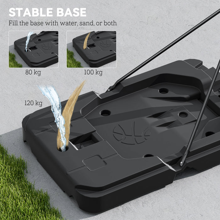 2.3-3.05m Basketball Hoop and Stand with Weighted Base and Wheels