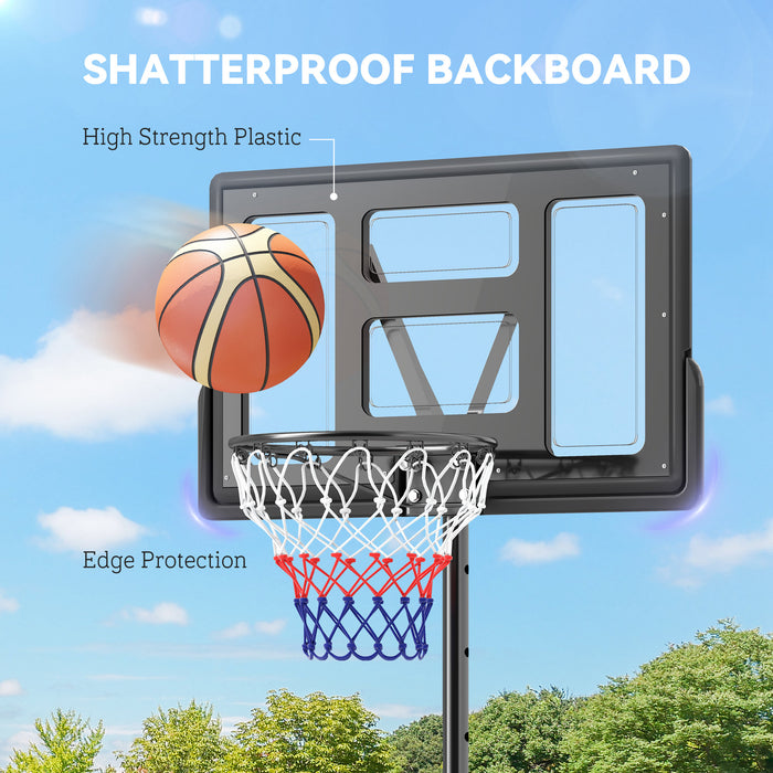 2.3-3.05m Basketball Hoop and Stand with Weighted Base and Wheels