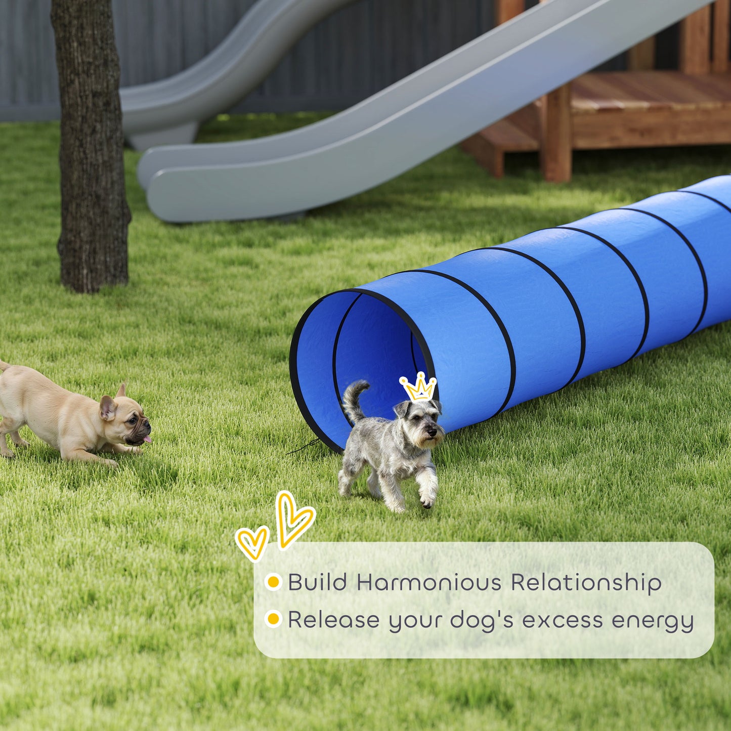 Dog Tunnel 300cm , Foldable Play Tunnel with 4 Ground Pegs and Bag