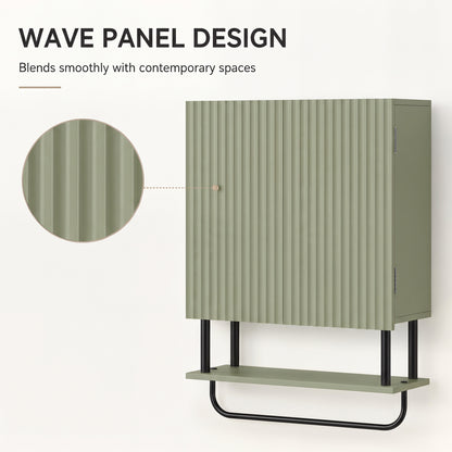 Modern Bathroom Wall Cabinet with 2 Wavy Doors Green
