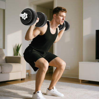 2-in-1 Adjustable Dumbbells Set, 30kg Weights Dumbbells Set