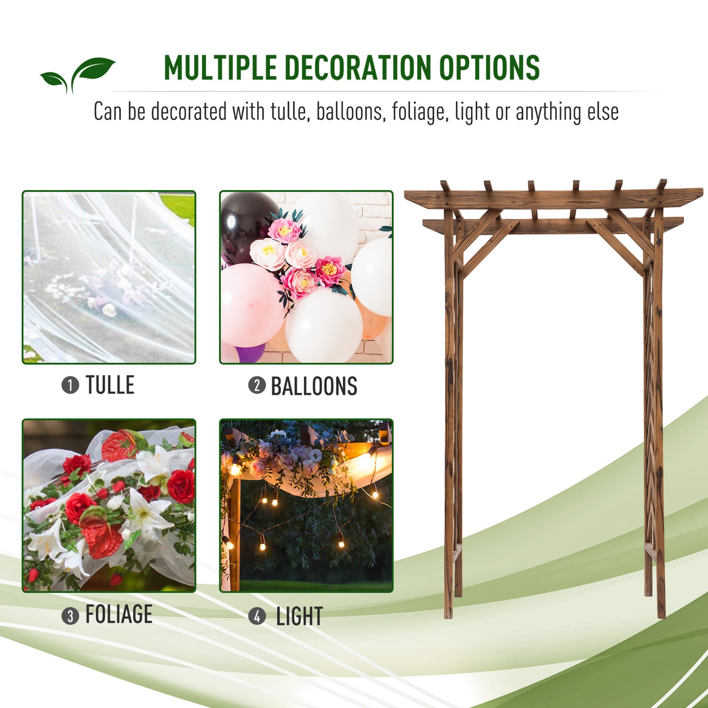 Wooden Garden Arbor, Arch Trellis for Climbing Vines