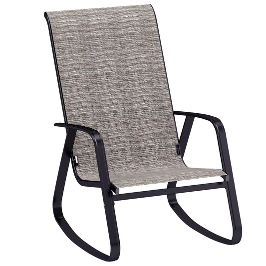 Garden Rocking Chair with Armrests, High Back, Light Brown