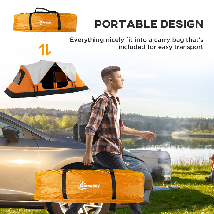 Camping Tent for 6-8 Man with 2000mm Waterproof Rainfly and Carry Bag for Fishing Hiking Festival, Orange