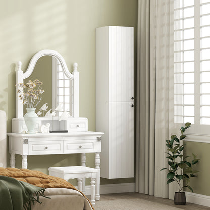 Wall Mounted Slim Bathroom Storage Cabinet with 6-Tier Shelf White