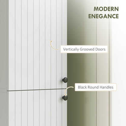 Wall Mounted Slim Bathroom Storage Cabinet with 6-Tier Shelf White