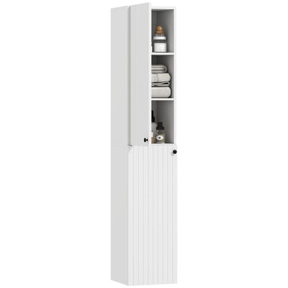 Wall Mounted Slim Bathroom Storage Cabinet with 6-Tier Shelf White