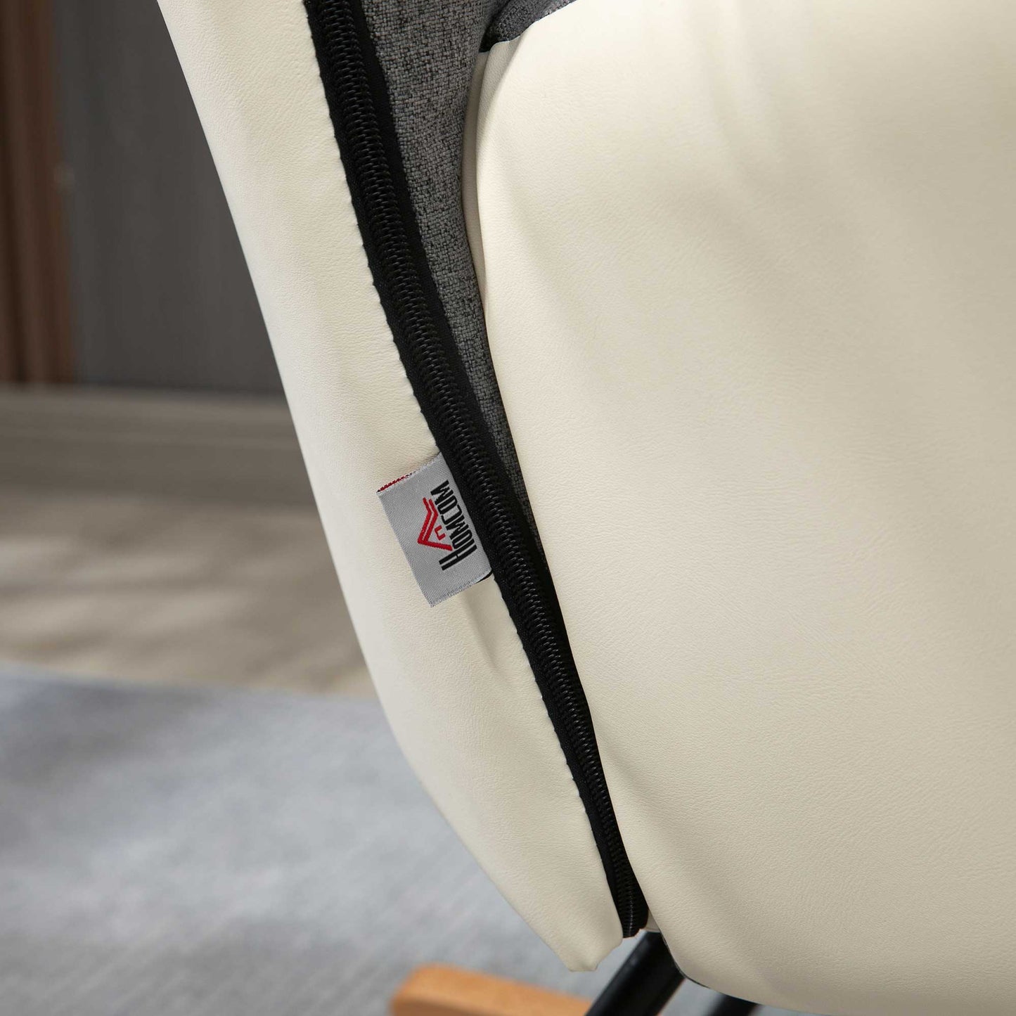 Rocking Chair for Nursery Upholstered Wingback Armchair Grey and Cream
