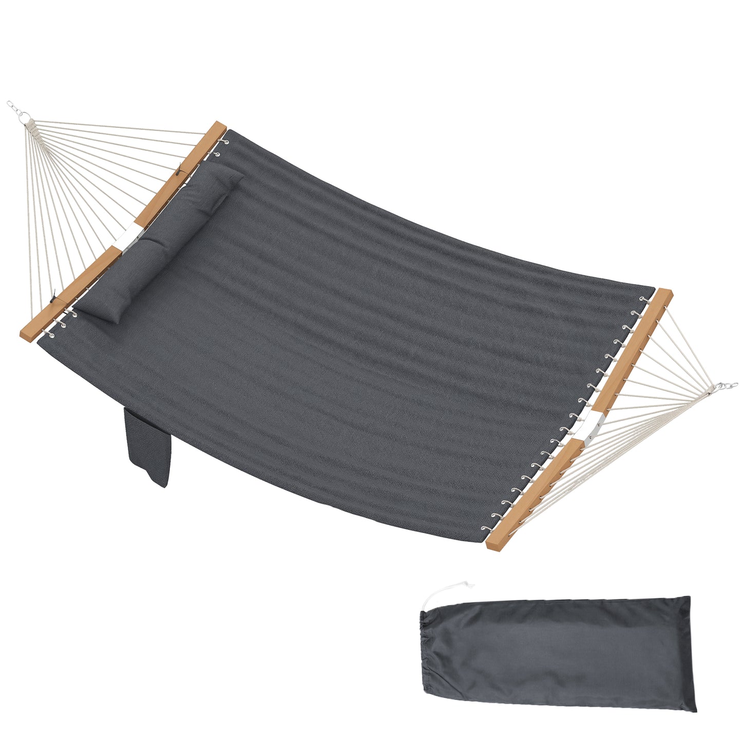 Double Hammock 2-Person Padded Swing Bed Grey