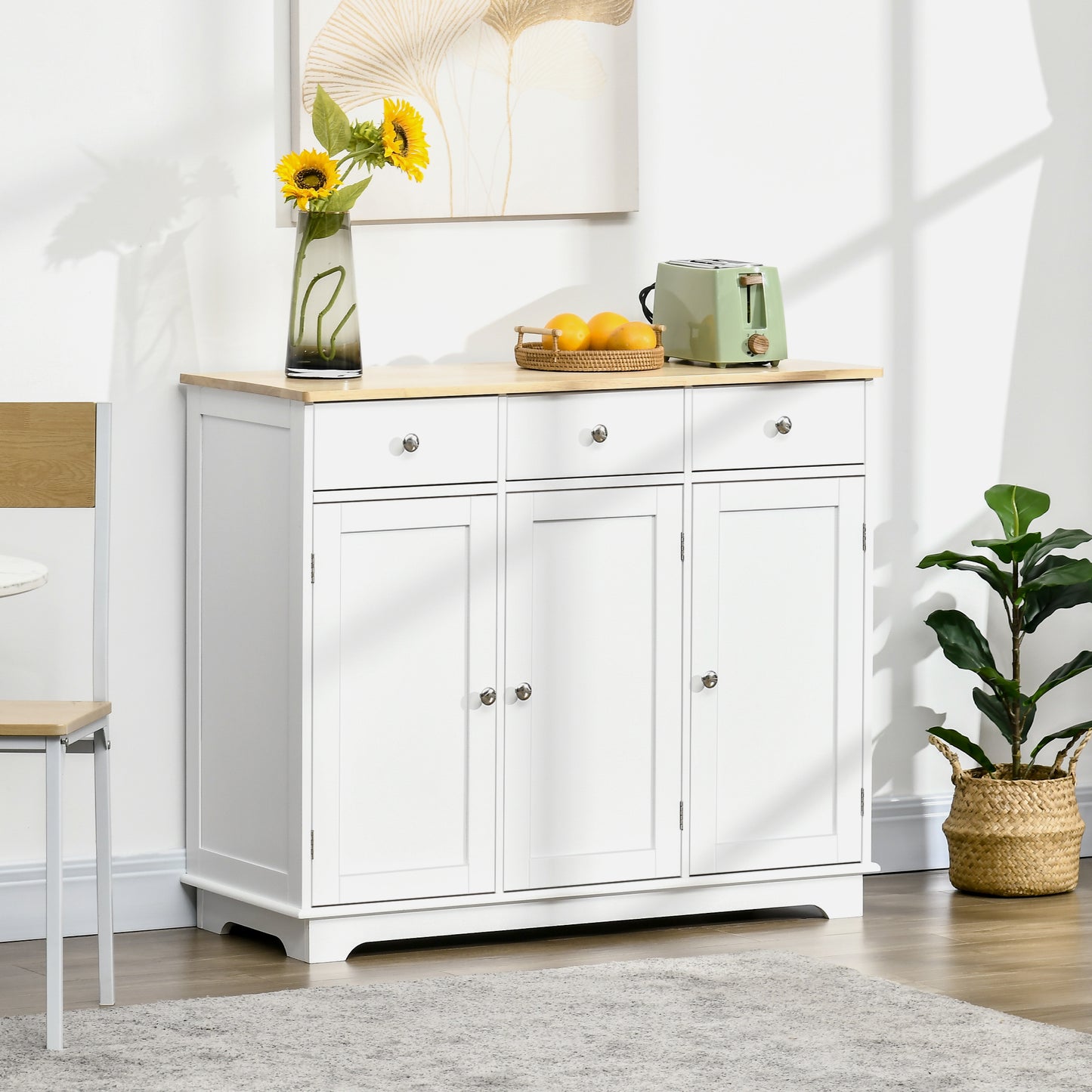 Modern Sideboard Buffet Cabinet with Storage Cabinets and Drawers White