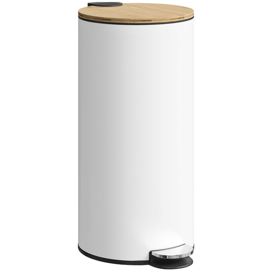 Kitchen Bin, 30 Litre Pedal Rubbish Bin with Removable Bucket, Black