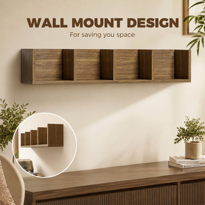 Wooden Wall-Mounted Storage Media Display Shelf Center Rack, Walnut