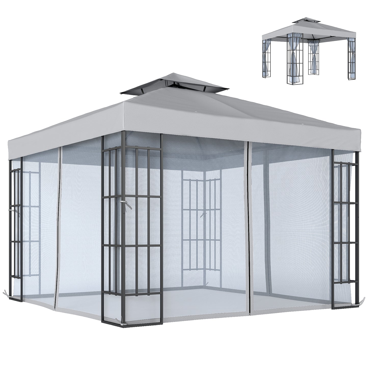 3 x 3(m) Patio Gazebo Canopy Garden Pavilion, Light Grey