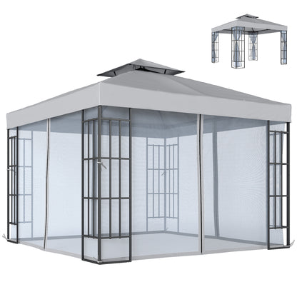 3 x 3(m) Patio Gazebo Canopy Garden Pavilion, Light Grey