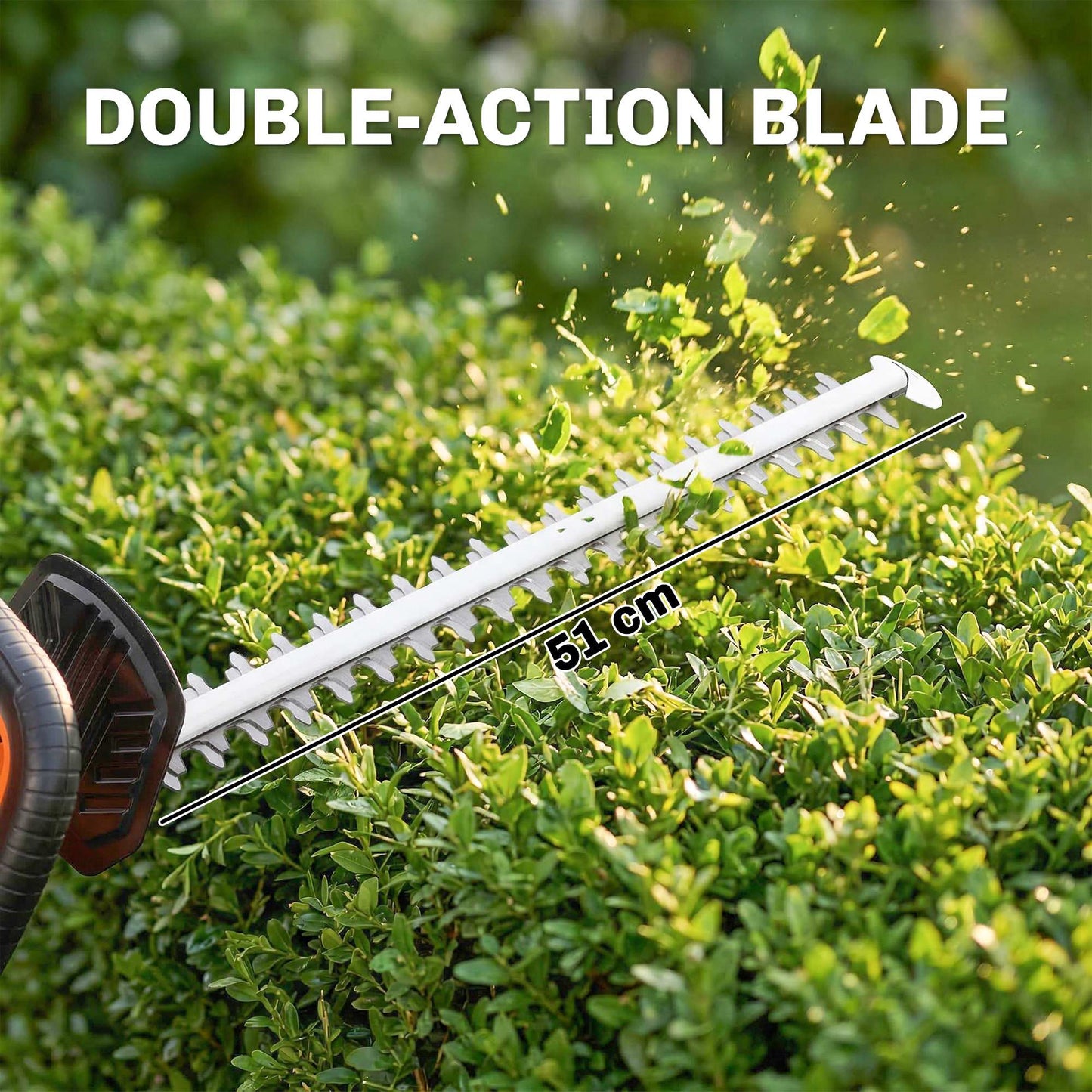20" Cordless Hedge Trimmer with Dual Action Blade, 2000mAh Battery