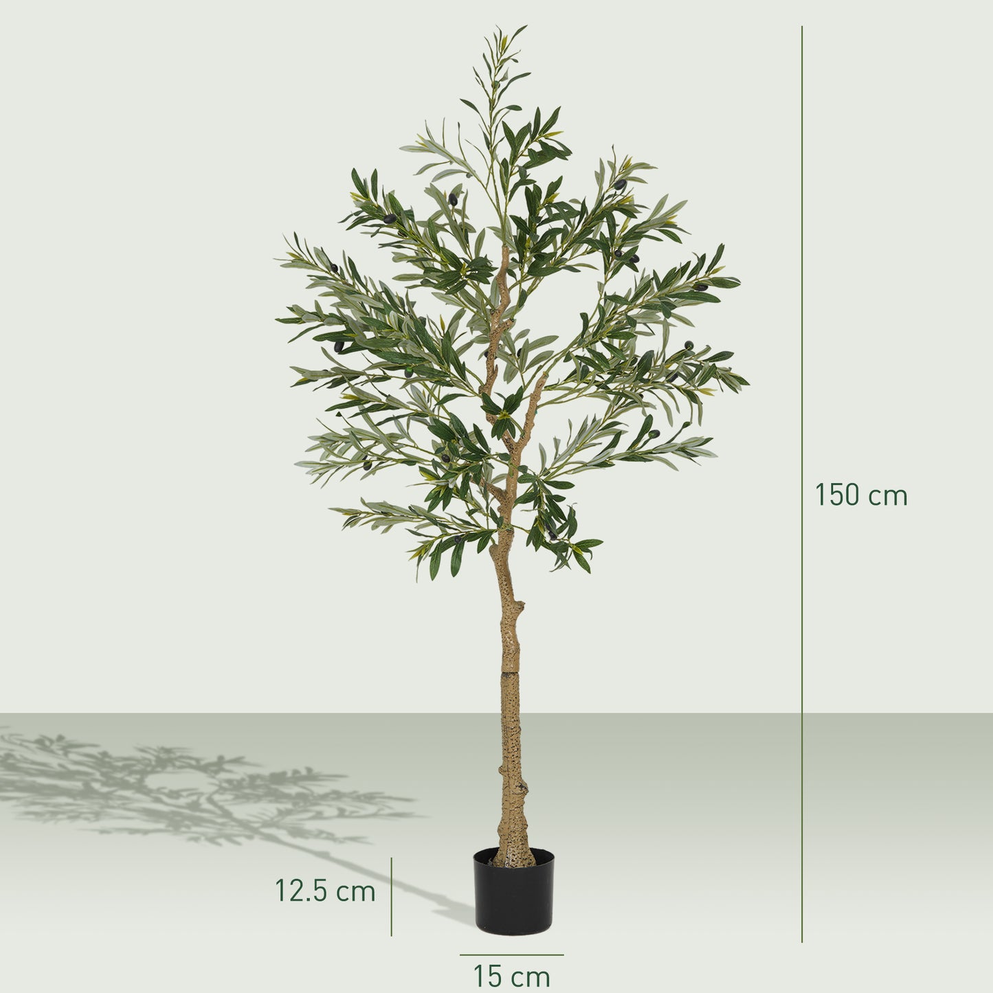 Indoor Artificial Plant, Faux Potted Silk Olive Tree, 150cm
