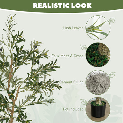 Indoor Artificial Plant, Faux Potted Silk Olive Tree, 150cm