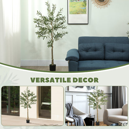 Indoor Artificial Plant, Faux Potted Silk Olive Tree, 150cm
