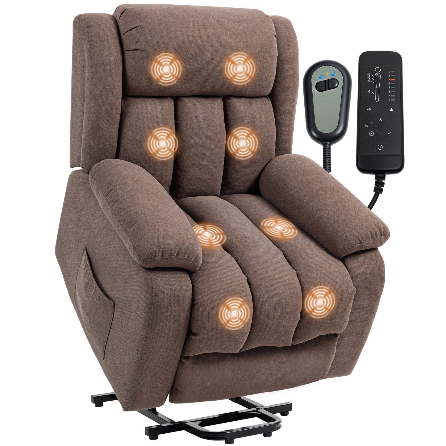 Power Lift Recliner Chair for Elderly with Massage, Dark Brown