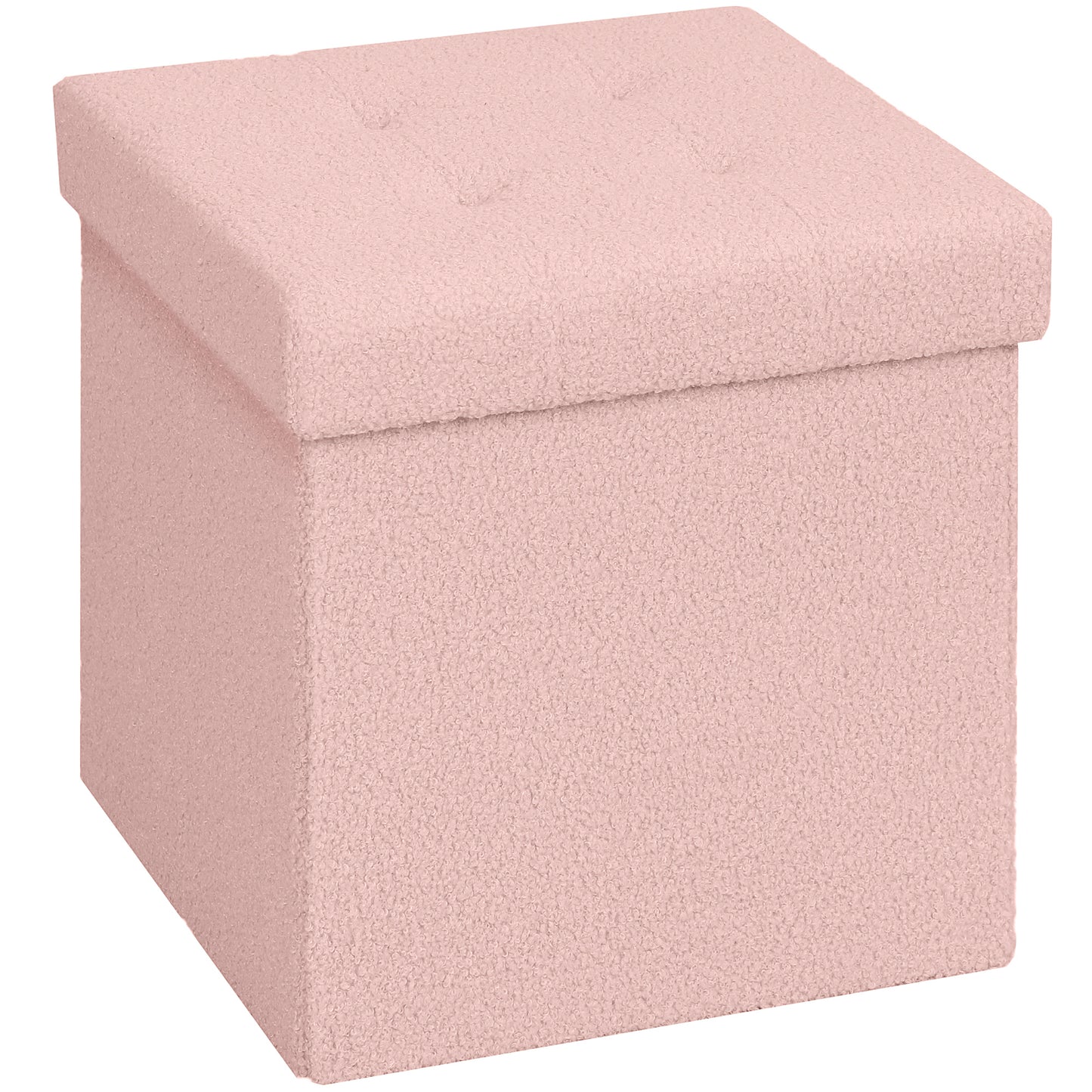 Foldable Sherpa Fleece Storage Ottoman, 38 x 38 x 38 cm, Pink