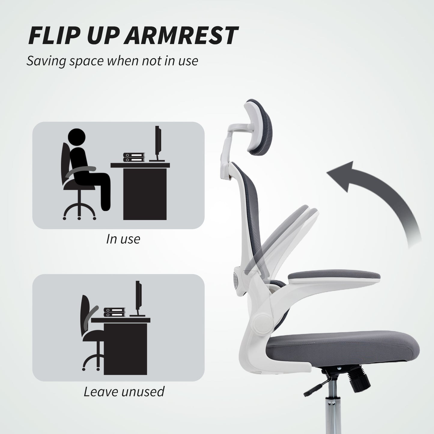 High Back Mesh Computer Desk Chair with Lumbar Support, Charcoal Grey