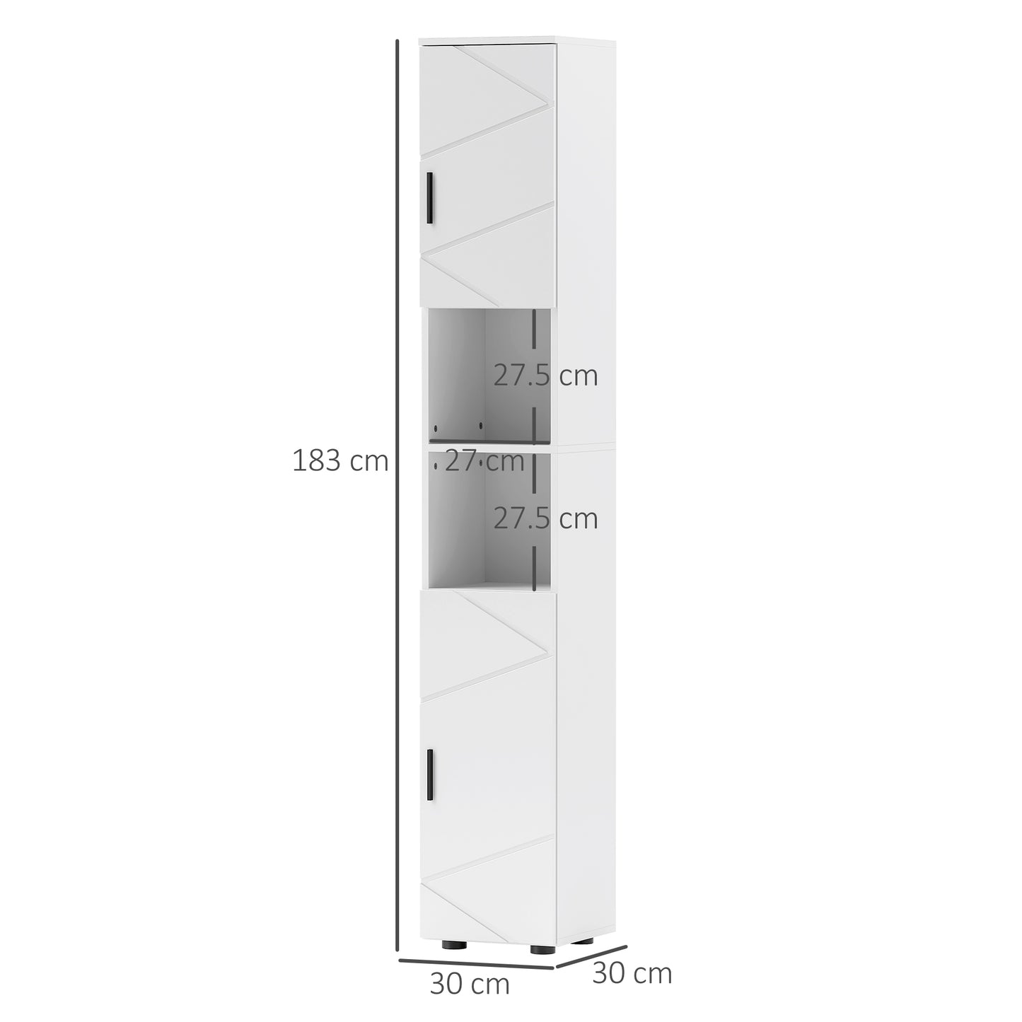kleankin Tall Bathroom Storage Cabinet with Soft Close Mechanism, White