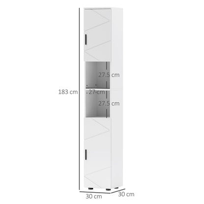 kleankin Tall Bathroom Storage Cabinet with Soft Close Mechanism, White