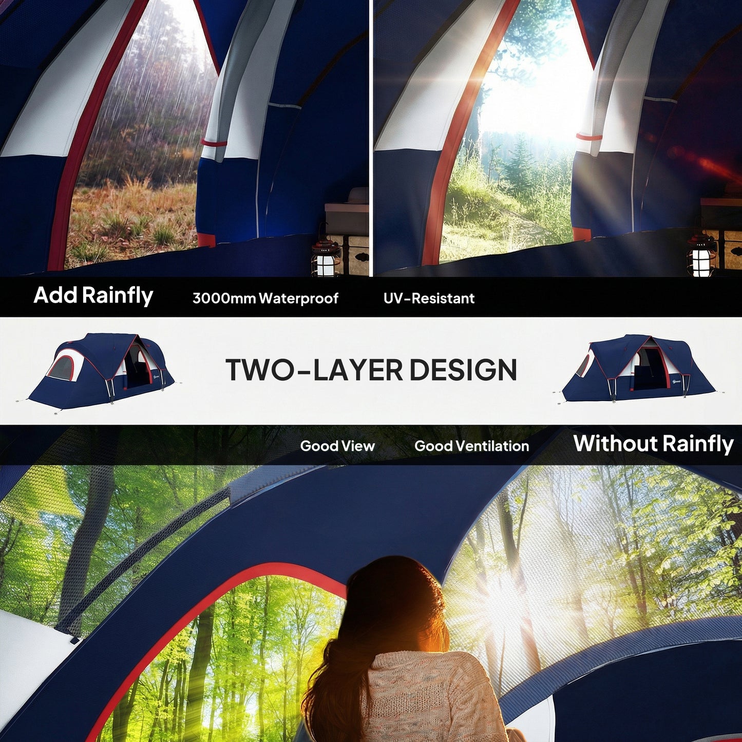 5-6 Man Camping Tent, Water Resistant Hiking Shelter