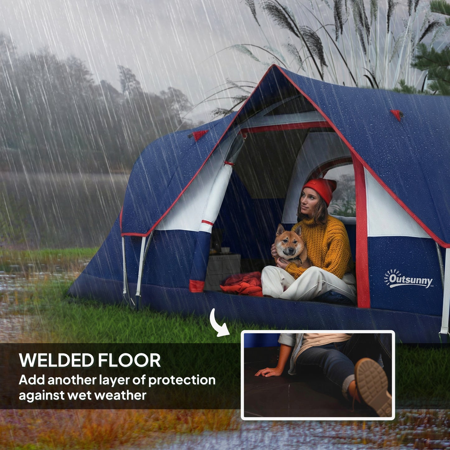 5-6 Man Camping Tent, Water Resistant Hiking Shelter