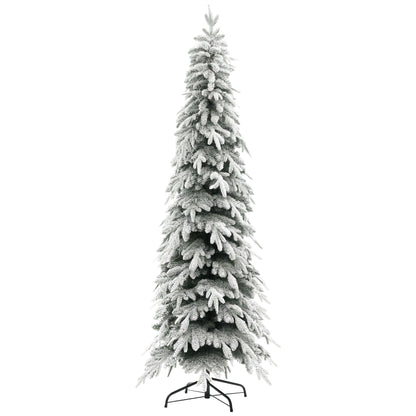 7ft Flocked Pencil Christmas Tree with Auto Open, Steel Base