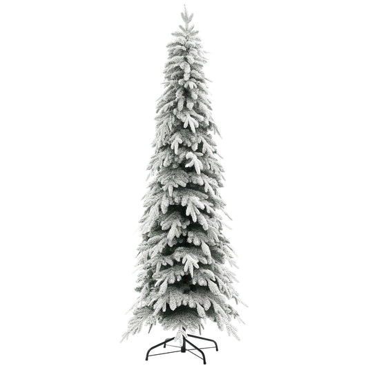 7ft Flocked Pencil Christmas Tree with Auto Open, Steel Base