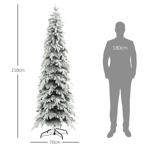 7ft Flocked Pencil Christmas Tree with Auto Open, Steel Base